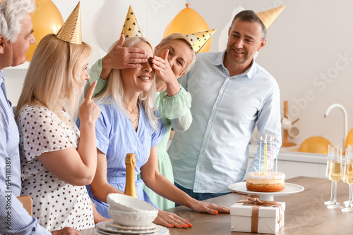 Mature people celebrating B...