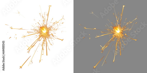 Sparkler light png. Burning sparkler fire with sparks flying around. Isolate on a transparent background. Fireworks.  bengal fire 