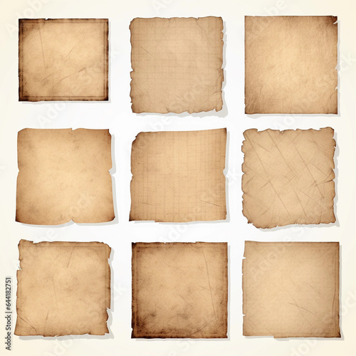 This photo is a stunning capture of three pieces of brown paper on a white background. The paper is in good condition and looks like it has been used for a long time. 