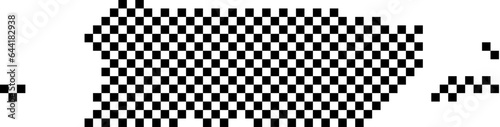 Puerto Rico map country from checkered black and white square grid pattern