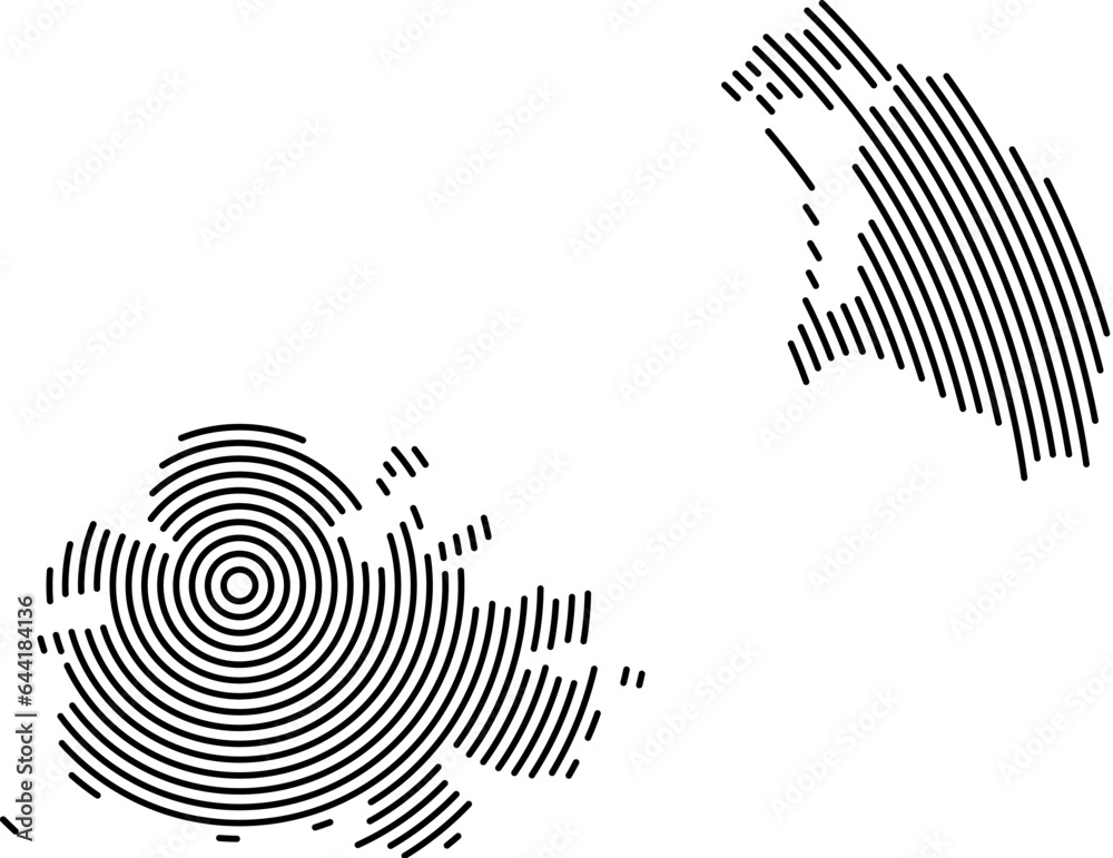 Antigua and Barbuda map country from futuristic concentric black circles Antigua and Barbuda map country from futuristic concentric black circles
