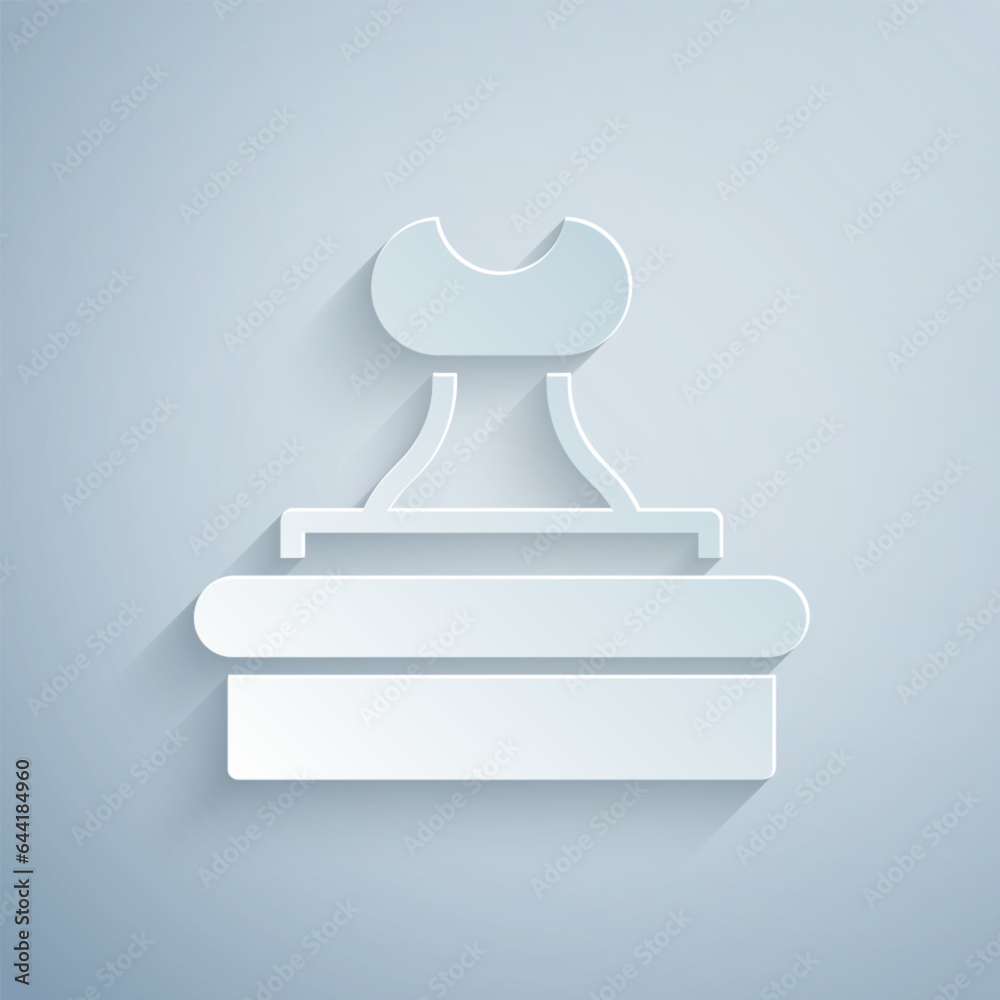 Paper cut Stamp icon isolated on grey background. Paper art style. Vector Paper cut Stamp icon isolated on grey background. Paper art style. Vector