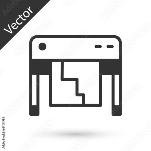 Grey Plotter icon isolated on white background. Large format multifunction printer. Polygraphy, printshop service. Vector