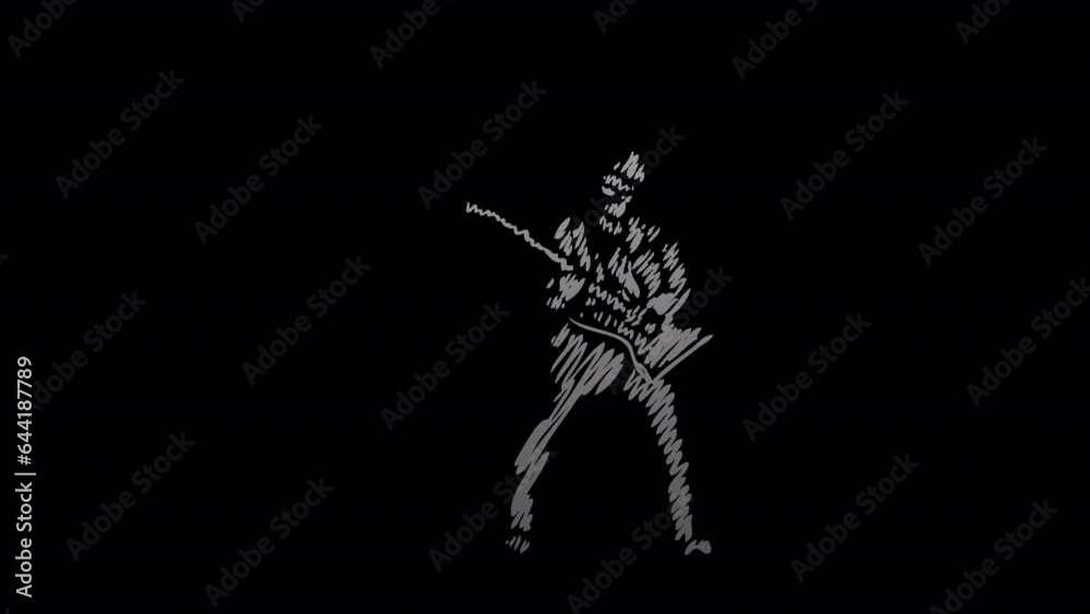 Hand drawn Rock Guitarist playing a guitar