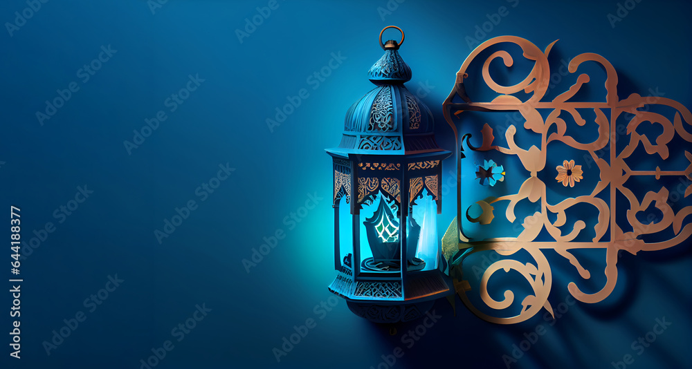 Arabic lantern on a blue background 1 Arabic lantern on a blue background 1