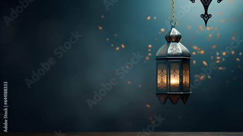 Fotografiet A lantern hangs on a blue background