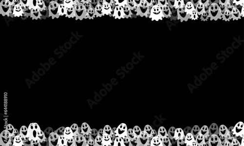 ghost boo halloween border background cute ghosts frame isolated on black