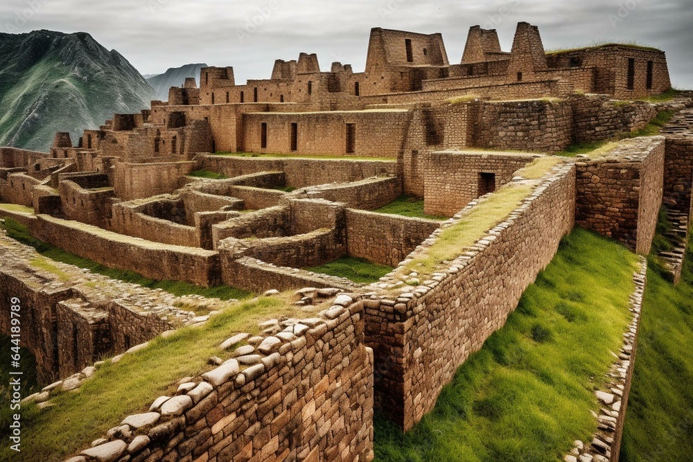 Ancient citadel in Peru. Generative AI