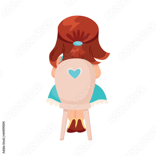 Cute Little Girl Sitting on Chair Watching Theater Performance Vector Illustration