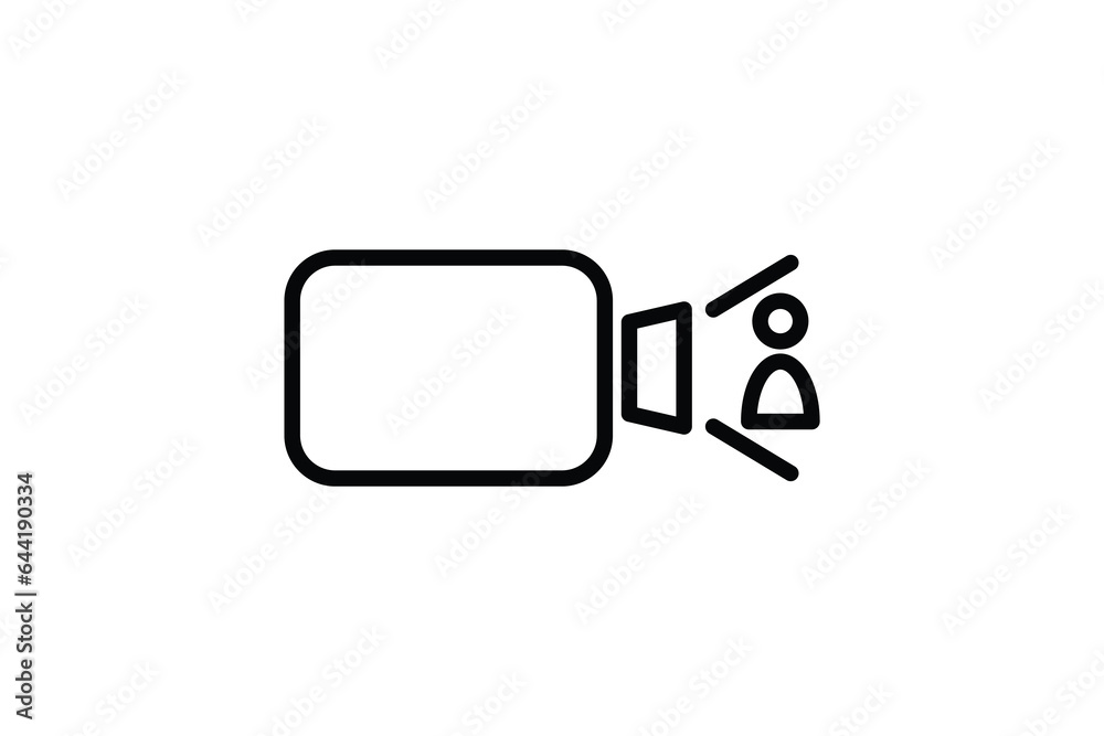 Video Call Camera Icon. Icon related to Communication. Suitable for web site design, app, user interfaces. Line icon style. Simple vector design editable Video Call Camera Icon. Icon related to Communication. Suitable for web site design, app, user interfaces. Line icon style. Simple vector design editable
