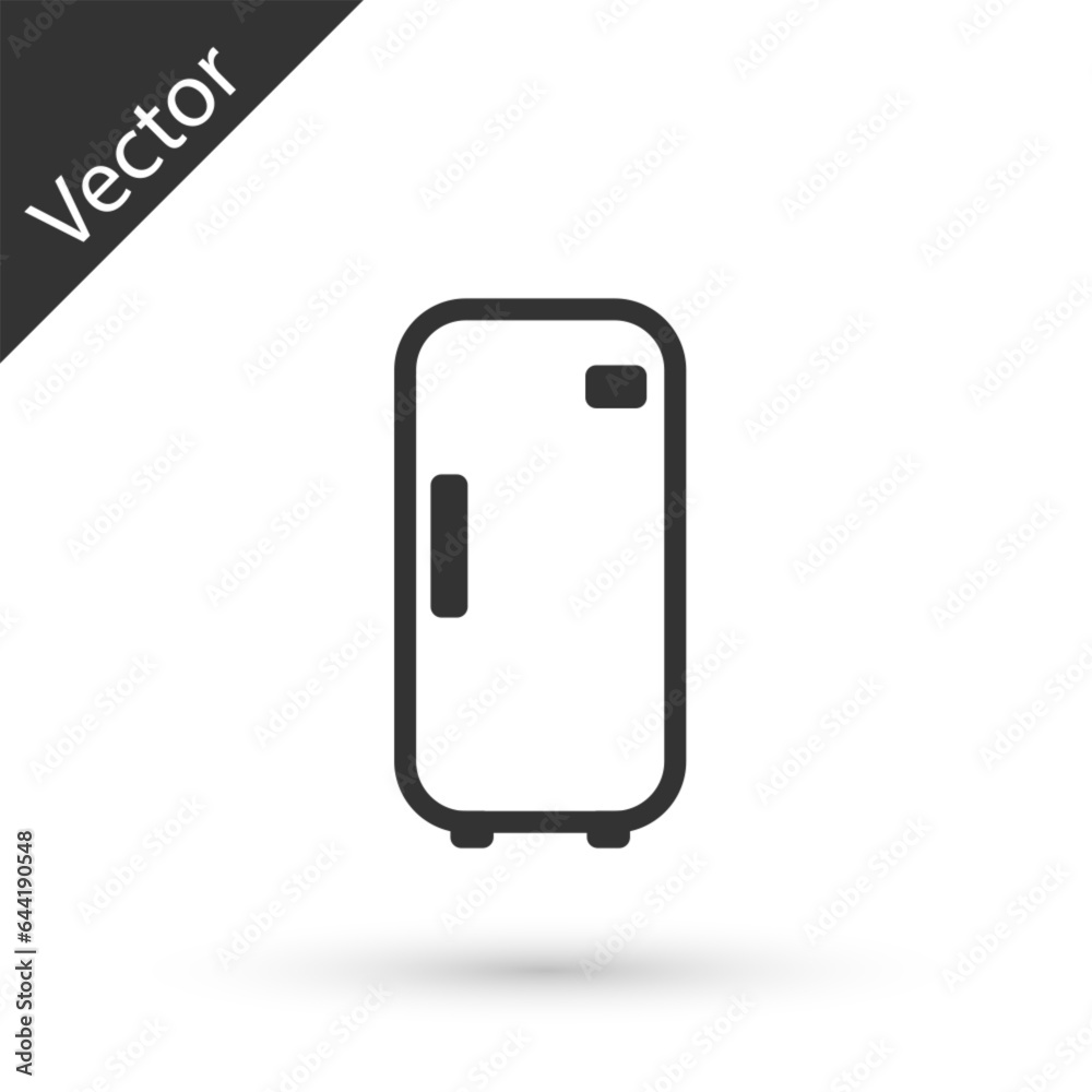 Grey line Refrigerator icon isolated on white background. Fridge freezer refrigerator. Household tech and appliances. Vector Illustration Grey line Refrigerator icon isolated on white background. Fridge freezer refrigerator. Household tech and appliances. Vector Illustration
