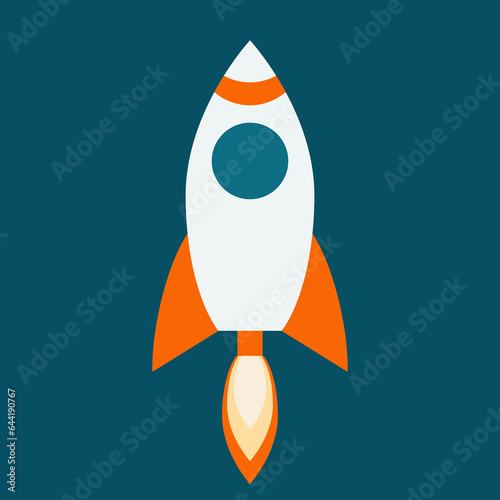 simple vector illustration rocket on blue