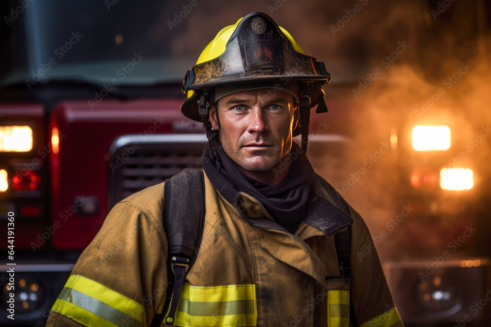 Portrait of a firefighter in uniform Portrait of a firefighter in uniform