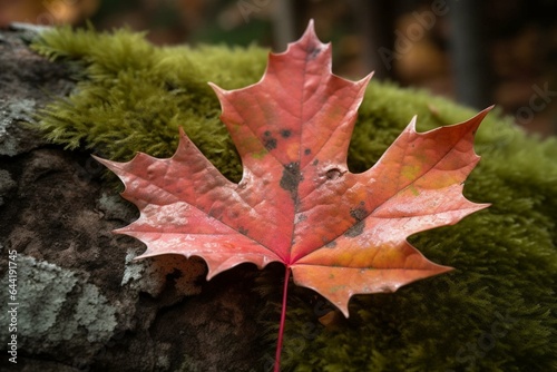 A photo of the Canadian maple leaf near Mapleton, a city in Ontario. Generative AI photo