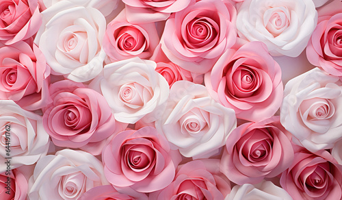 colorful pink roses on white background