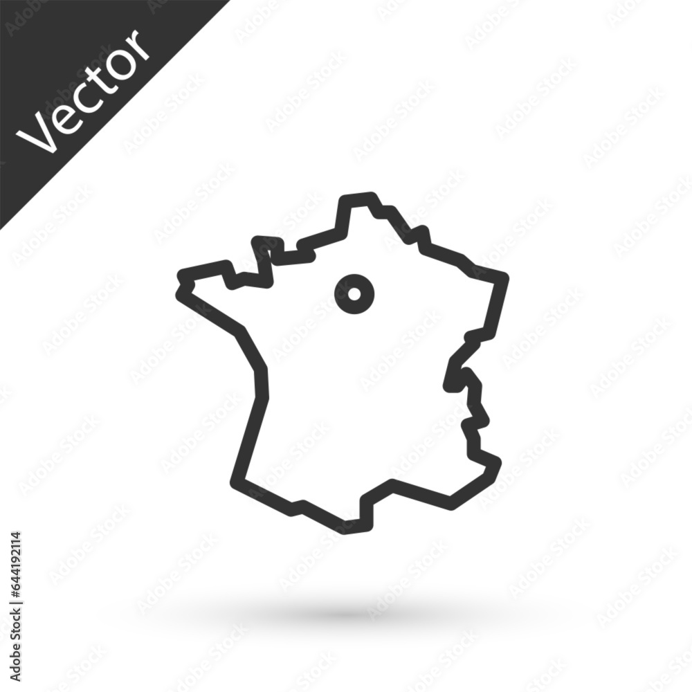 Grey line Map of France icon isolated on white background. Vector Grey line Map of France icon isolated on white background. Vector