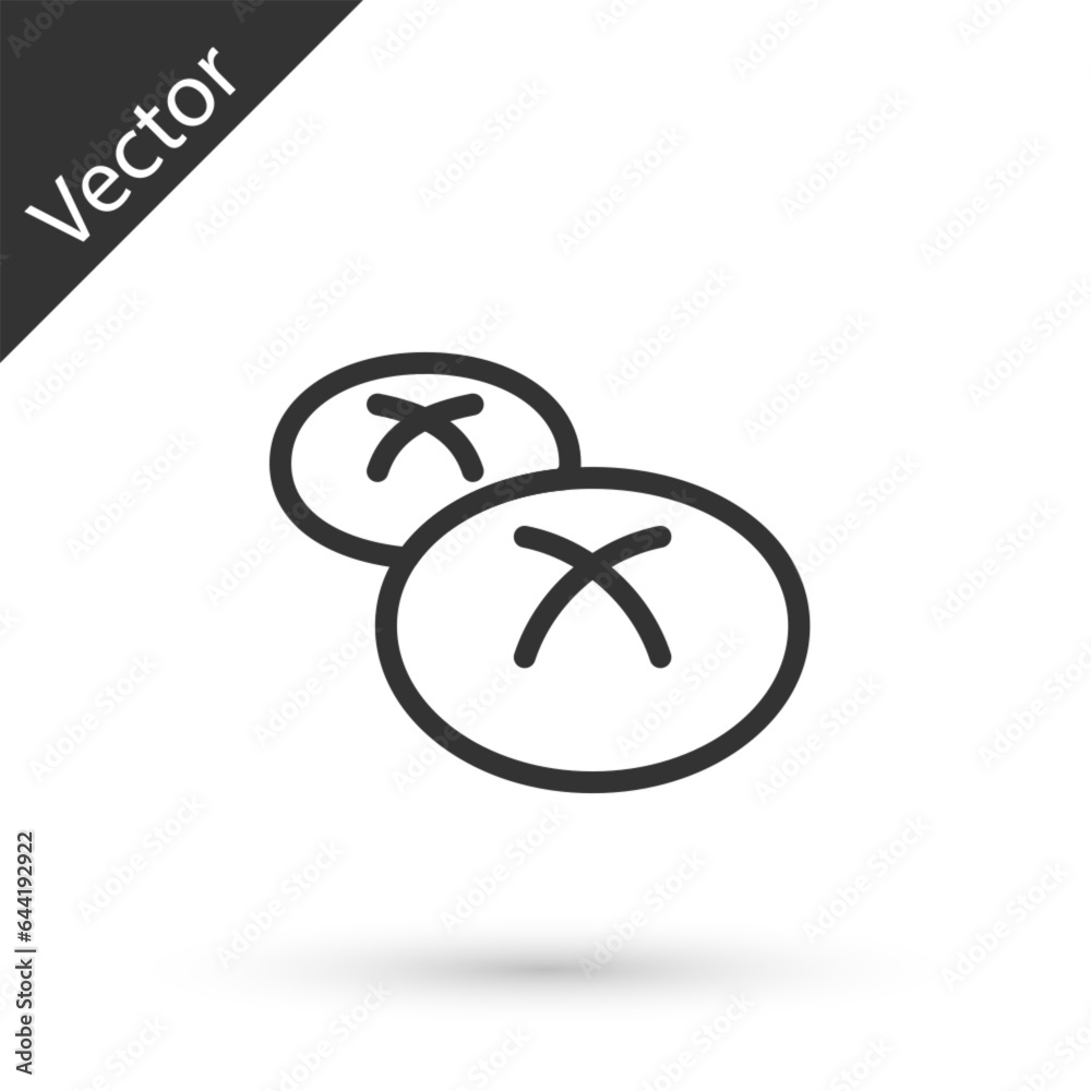 Grey line Bread loaf icon isolated on white background. Vector Grey line Bread loaf icon isolated on white background. Vector