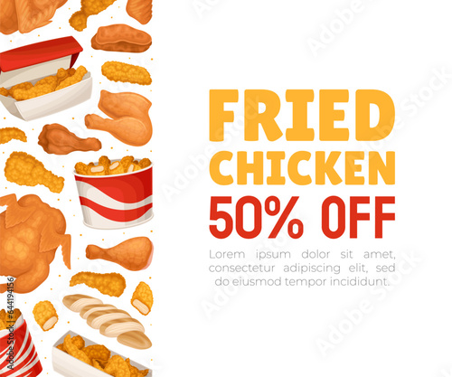 Crispy Fried Chicken Food Banner Design Vector Template