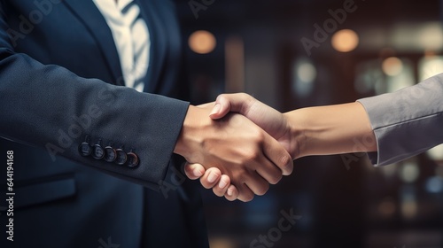 handshake for teamwork business woman and man, successful business deal partnership concept