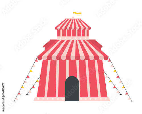Colorful circus tent. Amusement park, carnival festival show, comedy performance cartoon vector illustration