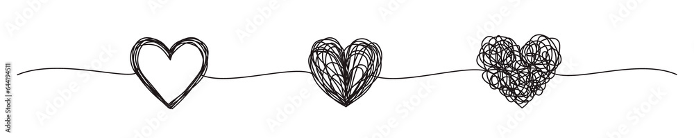 Banner with tangled grungy heart scribbles hand drawn with thin line, divider shape. Png clipart isolated on transparent background Banner with tangled grungy heart scribbles hand drawn with thin line, divider shape. Png clipart isolated on transparent background