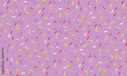 Seamless pattern with colorful sprinkles on pink background. Donut glaze Vector illustration