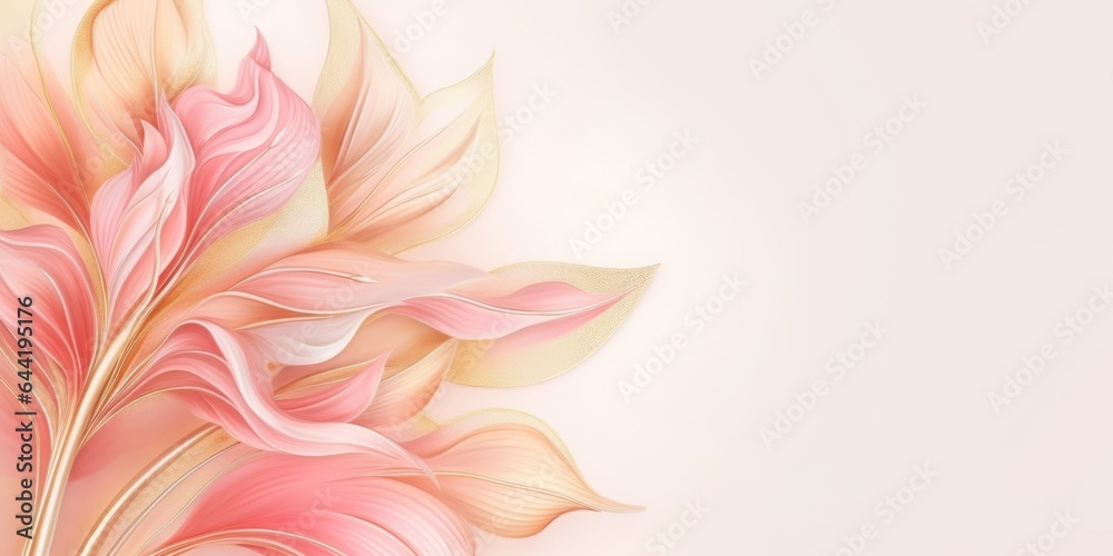 Beautiful abstract gold and pink pencil drawing floral design background. beautiful Generative AI AIG32