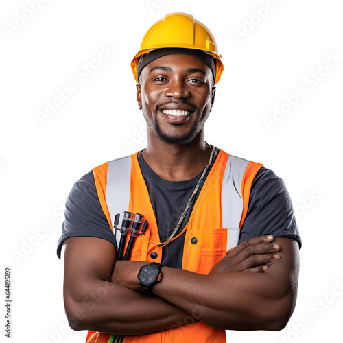 Professional worker portrait illustration with transparent background, PNG, by Generative AI