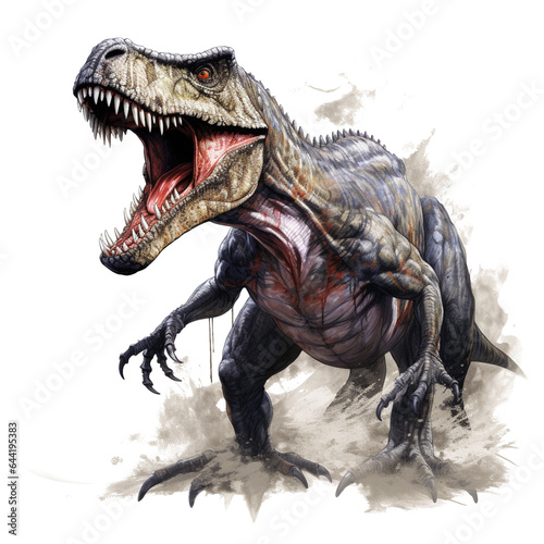 Ferocious Tyrannosaurus rex on transparent background