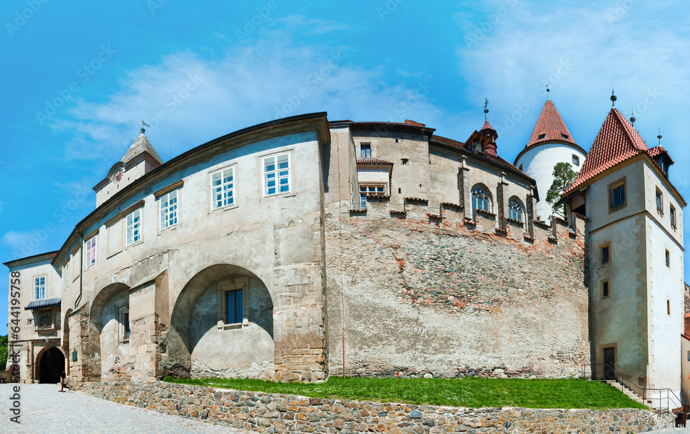 Historic medieval Krivoklat Castle panorama (Czech Republic, central Bohemia, near Prague ).  Four shots composite picture.