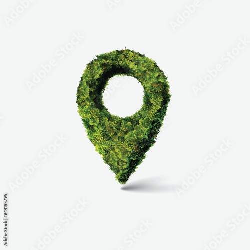 Green location symbol of pin. Green Destination. Environment day concept.