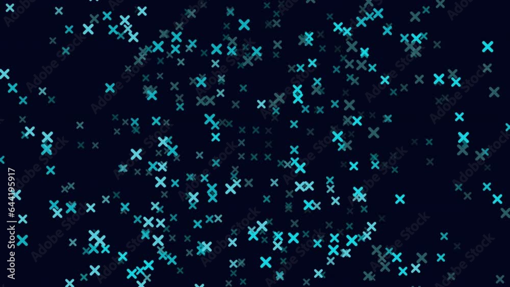 A minimalist blue cross made of small dots on a black background. Versatile design suitable for various applications A minimalist blue cross made of small dots on a black background. Versatile design suitable for various applications