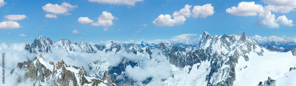 Mont Blanc mountain massif panorama (view from Aiguille du Midi Mount, France )