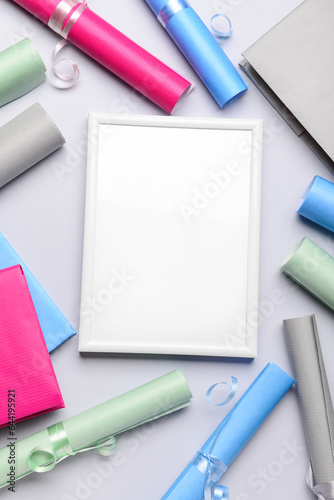 Blank frame with books and ...