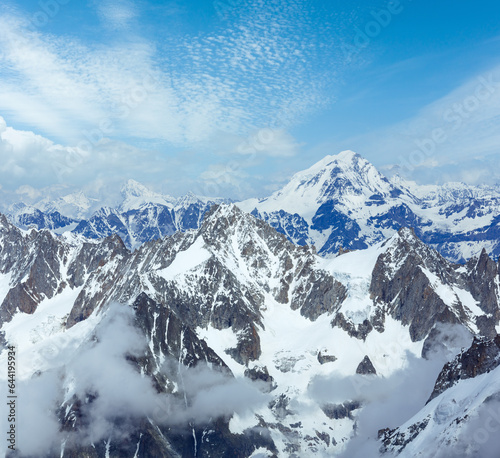 Mont Blanc mountain massif summer landscape (view from Aiguille du Midi Mount, France ) © wildman