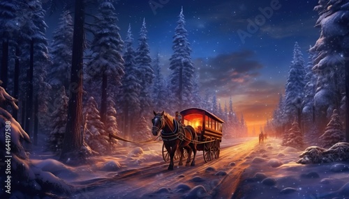 Starry Christmas night sleigh ride, celestial journey © gfx_nazim