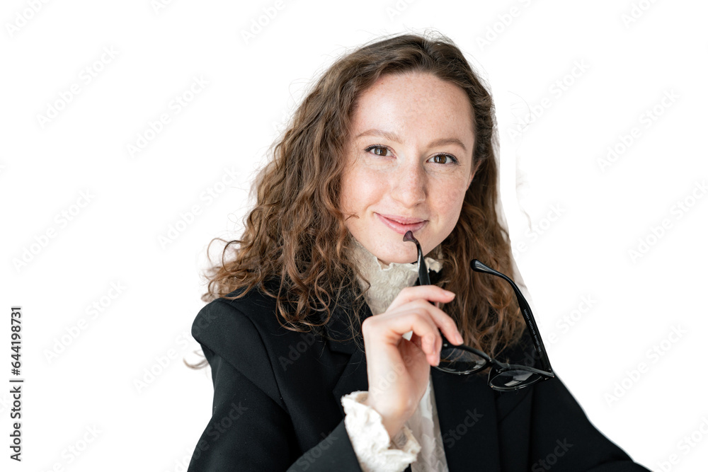 Portrait of a business woman in the office. An office employee is a financier in modern clothes. Looks at the camera with a smart look. Portrait of a business woman in the office. An office employee is a financier in modern clothes. Looks at the camera with a smart look.