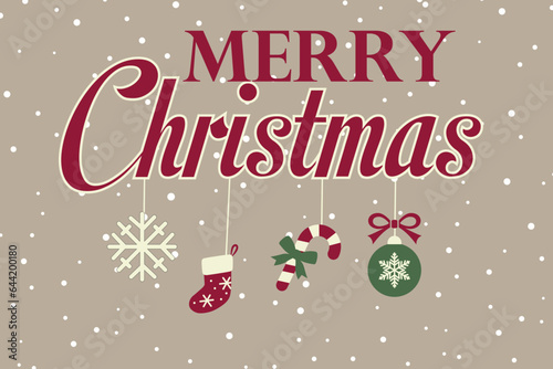 Retro simple Christmas card with snowflakes. Vintage Christmas Vector Background With Typography, Card Or Invitation. Winter Holiday Celebration Vintage Greeting Card. Vector