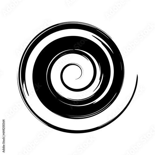 Whimsical spiral symbol hand painted with ink watercolor brush. Png clipart isolated on transparent background