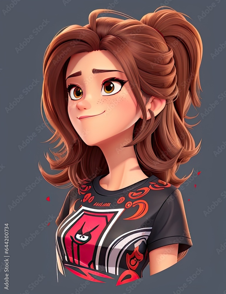 2d illustration of attractive beautiful girl 2d illustration of attractive beautiful girl