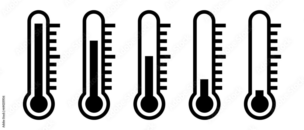 thermometers, cold, heat - vector illustration set, icon set thermometers, cold, heat - vector illustration set, icon set