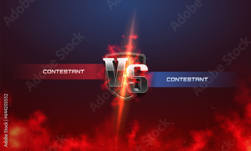 Versus banner with fire and sparks. Sport battle template. Vector illustration.