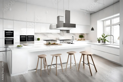 modern kitchen interior with kitchen © zooriii arts