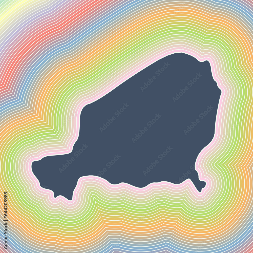 Niger map icon. Country shape on radiant striped gradient background. Niger vibrant poster. Elegant vector illustration.