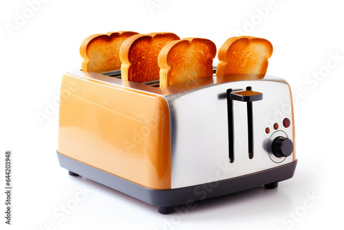 Toasting Perfection: A toaster, isolated on a clean white background, ready to transform slices of bread into delicious golden toast.
