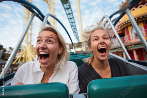  Happy young friends having fun in amusement park Prater in Vienna © Jasmina