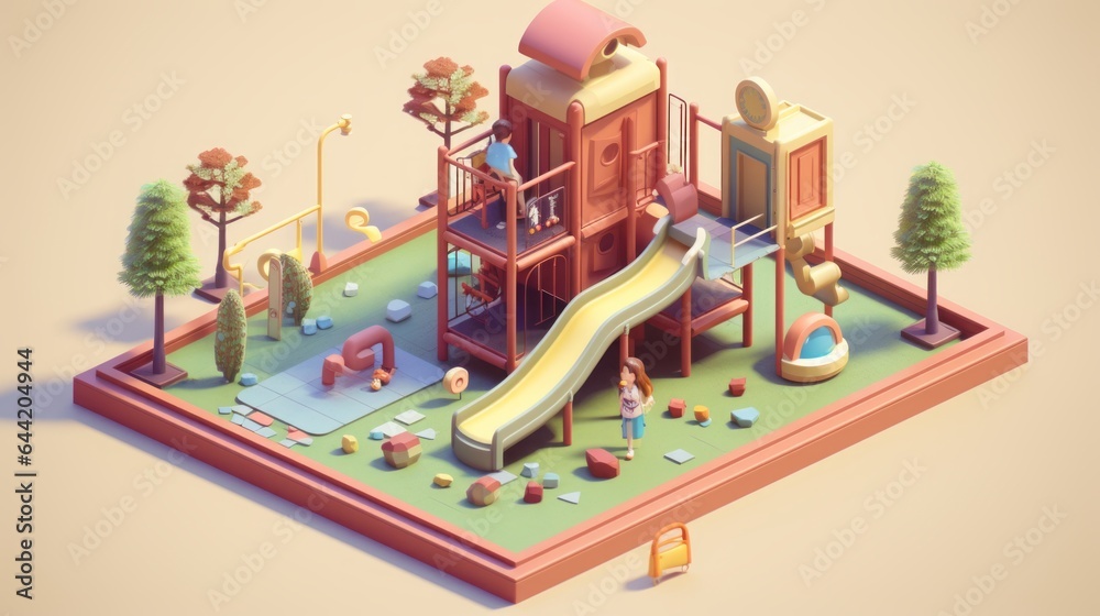 playground in the yard isometric. playground in the yard isometric.