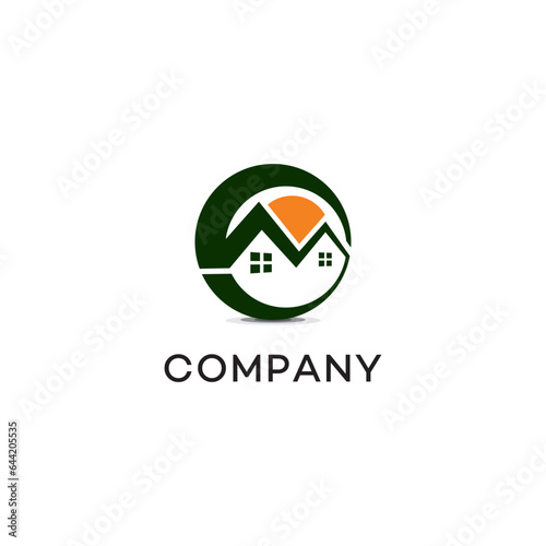 Real estate rounded Logo, design, brand identity, icon, trademark, company logo, monogram editable