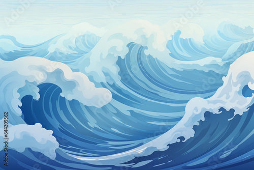 A drawing of blue sea waves.