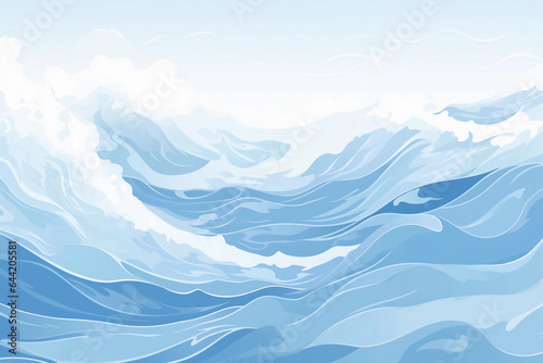 A drawing of blue sea waves.